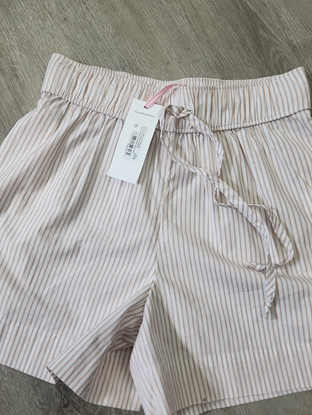 Vineyard Vines Light Tan and White Striped Drawstring Shorts